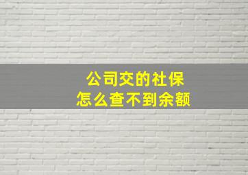 公司交的社保怎么查不到余额