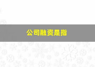 公司融资是指