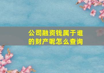 公司融资钱属于谁的财产呢怎么查询