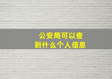 公安局可以查到什么个人信息