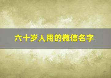 六十岁人用的微信名字