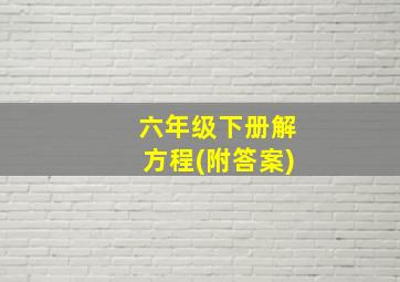 六年级下册解方程(附答案)