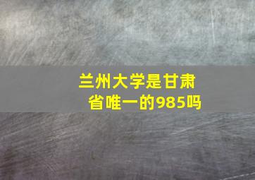 兰州大学是甘肃省唯一的985吗