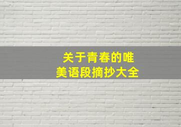 关于青春的唯美语段摘抄大全