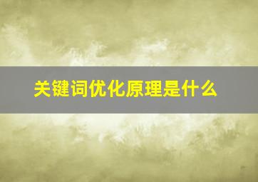 关键词优化原理是什么