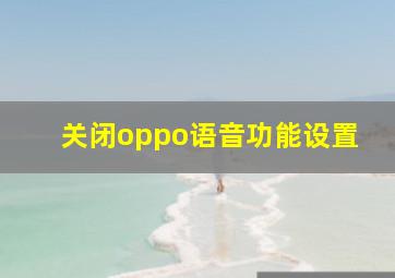 关闭oppo语音功能设置