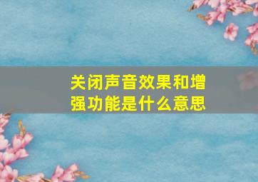 关闭声音效果和增强功能是什么意思