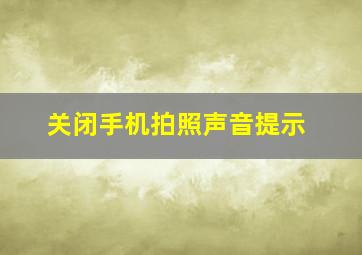 关闭手机拍照声音提示