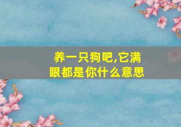 养一只狗吧,它满眼都是你什么意思