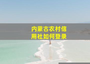 内蒙古农村信用社如何登录