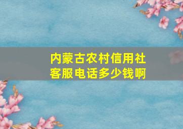 内蒙古农村信用社客服电话多少钱啊