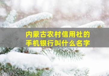 内蒙古农村信用社的手机银行叫什么名字