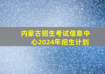 内蒙古招生考试信息中心2024年招生计划