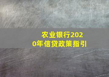 农业银行2020年信贷政策指引