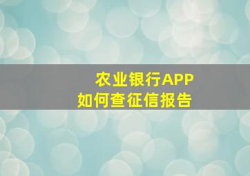 农业银行APP如何查征信报告