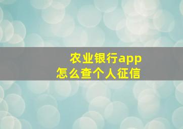 农业银行app怎么查个人征信