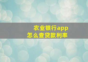 农业银行app怎么查贷款利率