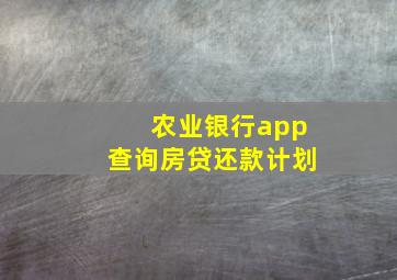 农业银行app查询房贷还款计划