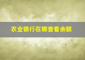 农业银行在哪查看余额