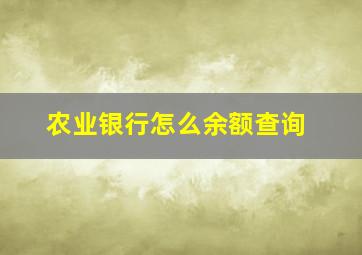 农业银行怎么余额查询