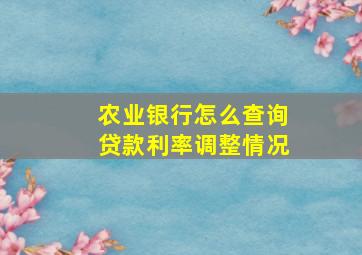 农业银行怎么查询贷款利率调整情况