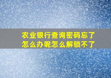 农业银行查询密码忘了怎么办呢怎么解锁不了