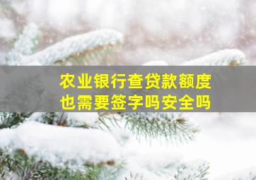 农业银行查贷款额度也需要签字吗安全吗