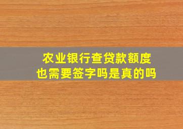 农业银行查贷款额度也需要签字吗是真的吗