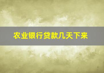 农业银行贷款几天下来