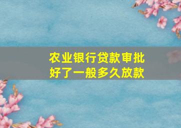 农业银行贷款审批好了一般多久放款