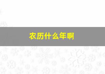 农历什么年啊