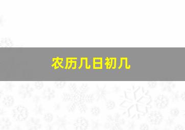 农历几日初几