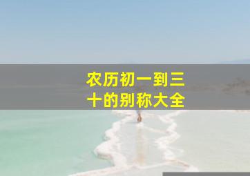 农历初一到三十的别称大全