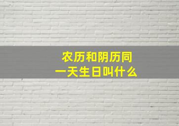 农历和阴历同一天生日叫什么