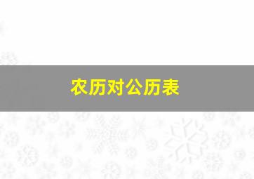 农历对公历表