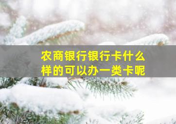 农商银行银行卡什么样的可以办一类卡呢