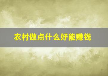 农村做点什么好能赚钱