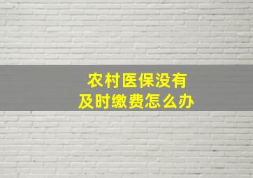 农村医保没有及时缴费怎么办