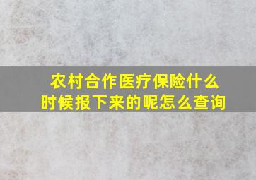 农村合作医疗保险什么时候报下来的呢怎么查询