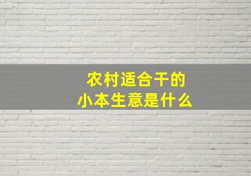 农村适合干的小本生意是什么