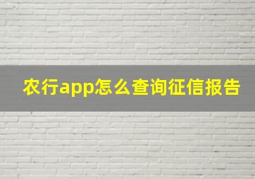 农行app怎么查询征信报告