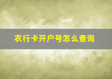 农行卡开户号怎么查询