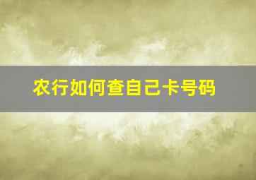 农行如何查自己卡号码