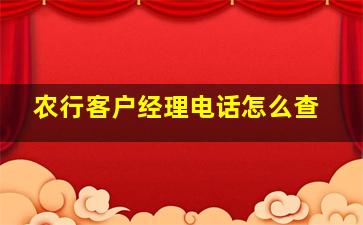 农行客户经理电话怎么查