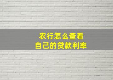 农行怎么查看自己的贷款利率