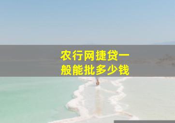 农行网捷贷一般能批多少钱