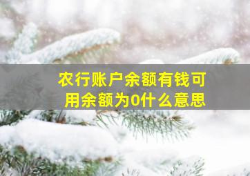 农行账户余额有钱可用余额为0什么意思