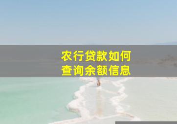 农行贷款如何查询余额信息