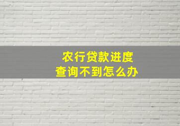 农行贷款进度查询不到怎么办