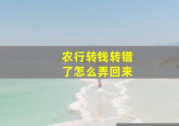 农行转钱转错了怎么弄回来